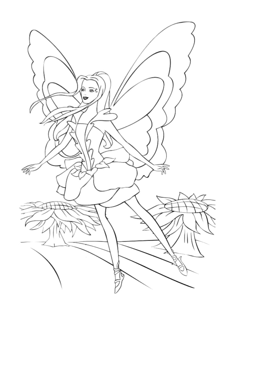 Beautiful Butterfly Barbie Doll Coloring Pages Pdf Free Vectors